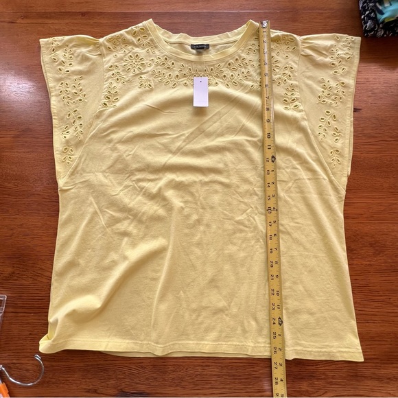 ⭐️ NWT Ann Taylor Eyelet Cap Sleeve Tee Scoop Neck Size XL - Picture 13 of 14